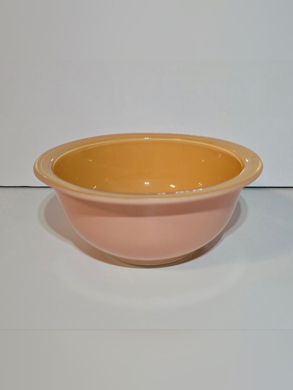 Pyrex Two-Tone Peach Pink 1L Nesting Bowl #322 Autumn Rainbow Vtg Glassware